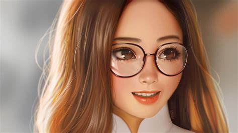 download girl cute aesthetic with eyeglasses wallpaper