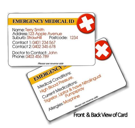 Emergency Medical Id Card Template