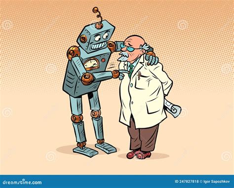 The Robot Talks To The Professor Artificial Intelligence And The Human