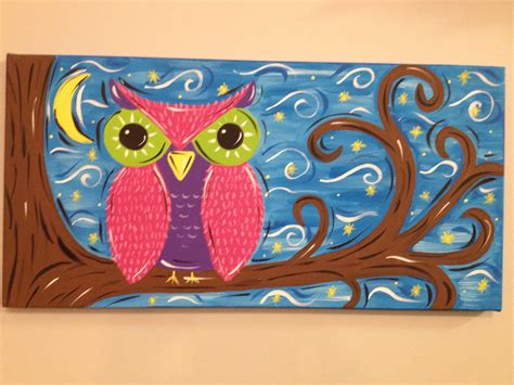 Starry Night Owl Jessica Byrd Owl Canvas Sunflower Art Owl Bathroom