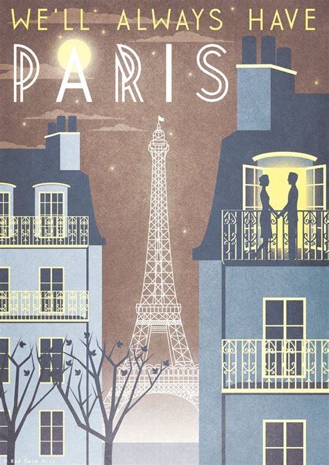 Paris Eiffel Tower Casablanca Art Deco Poster Print A3 A2 A1 Etsy