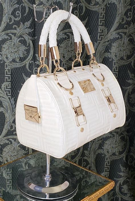Gianni Versace White Quilted Patent Leather Snap Out Of It Small Bag