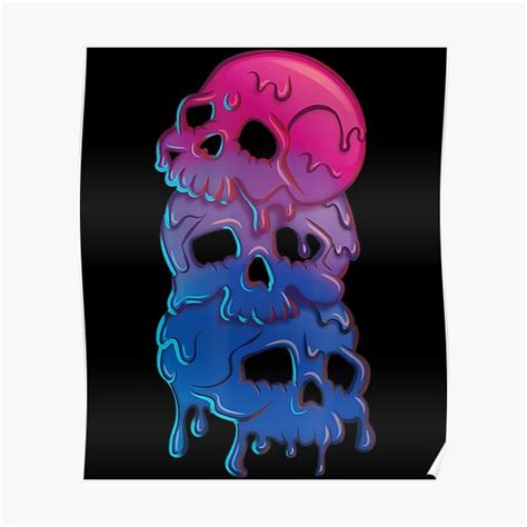 Bi Pride Flag Goth Skulls Bisexual Poster For Sale By Ocsa Redbubble