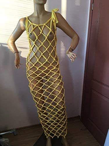 Yellow Fishnet Mesh Topfishnet Dressnetted Women Topsgo