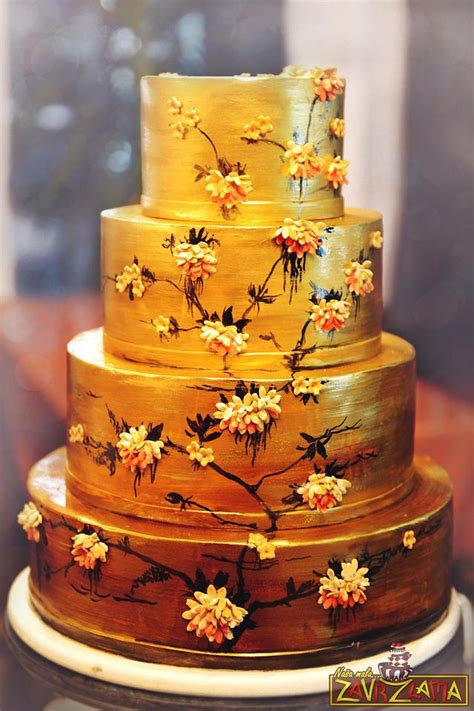 The cake is bouncy like a sponge, with the soft and delicate texture resemble cotton when you tear it apart. Japanese Gold Wedding Cake - cake by Nasa Mala Zavrzlama ...