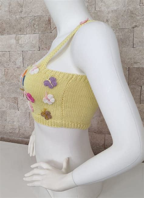 Women S Crochet Knitted Crop Top Handmade Crop Top Etsy