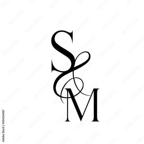 Ms Sm Monogram Logo Calligraphic Signature Icon Wedding Logo