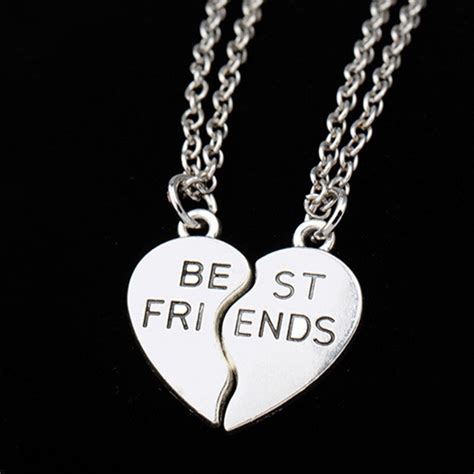 2pcs Broken Heart Parts Necklace Friendship 2 Best Friend Pendants