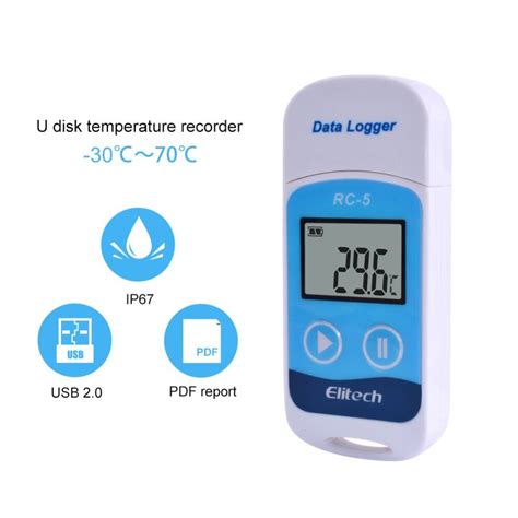 elitech digital usb temperature data logger for warehouse storage refrigerated transport rc 5