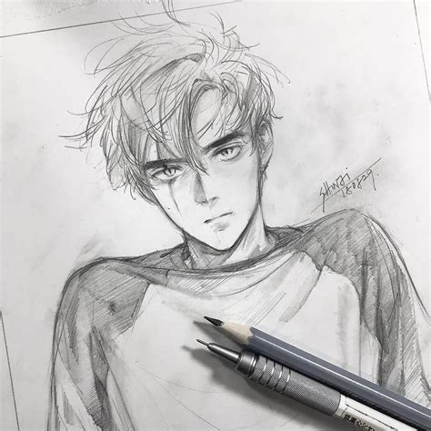 Anime Boy Sketch Anime Drawings Sketches Pencil Art Drawings Cool