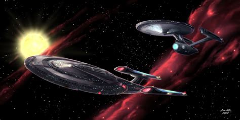 Star Trek Art The Flag Ship Uss Enterprise E And Uss Enterprise A