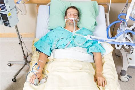 Patient With Endotracheal Tube Resting In Hospital Stock Photo Image