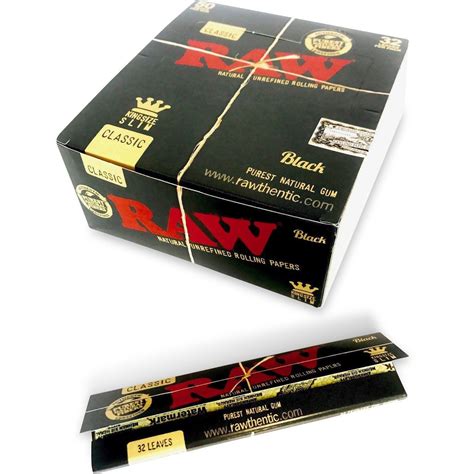 Raw Black Classic King Size Slim 12 Packs Rolling Papers Ultra Thin