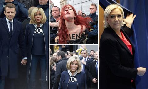Marine Le Pen Targeted By Naked Protesters In France Daily Mail Online