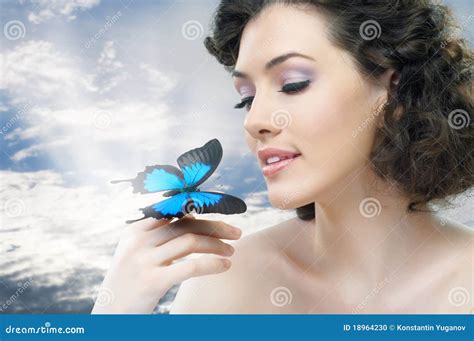 Butterfly Woman Stock Photo Image Of Close Color Happy 18964230