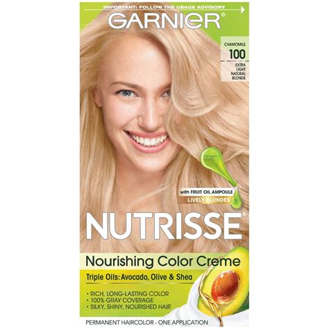Garnier Nutrisse Nourishing Hair Color Creme 100 Extra Light Natural Blonde Chamomile
