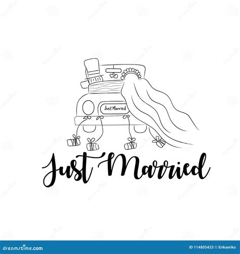 Just Married Wedding Couple Illustration Stock Vector Illustration Of