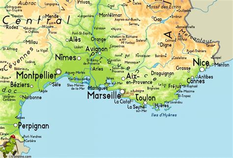 Kaart van Marseille area  Kaart van Marseille en omgeving (Provence