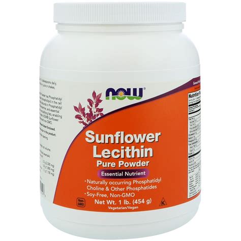 Now Foods Sunflower Lecithin Pure Powder 1 Lb 454 G By Iherb