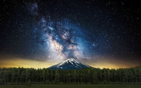 Mesmerising Image Of Colourful Milky Way Shining Down On Mount Fuji