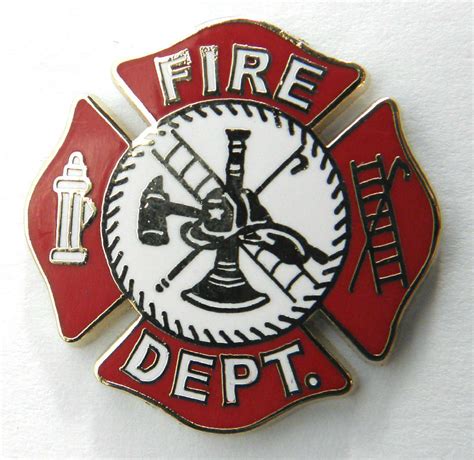 Cordon Emporium Fire Fighter Fire Dept Medallion Red Shield Lapel Pin