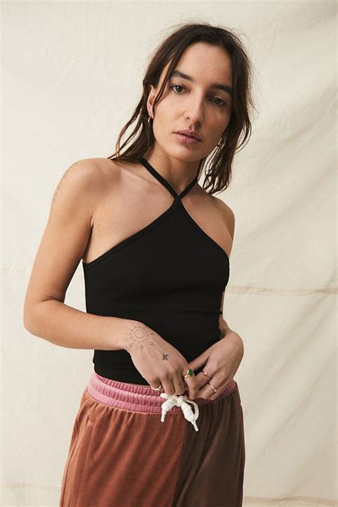 uo hallie seamless ribbed halter top urban outfitters uk