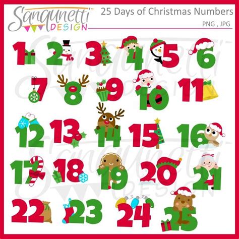 25 Days Of Christmas Numbers Clipart 25 Days Of Christmas Christmas