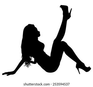 Vektor Stok Sexy Girl Lying Down On Floor Tanpa Royalti Shutterstock