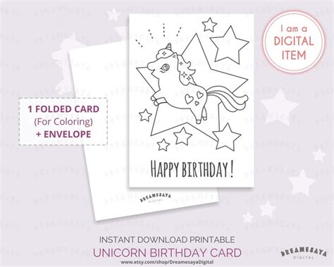 Printable Unicorn Birthday Card Design Eat Repeat Printable Unicorn
