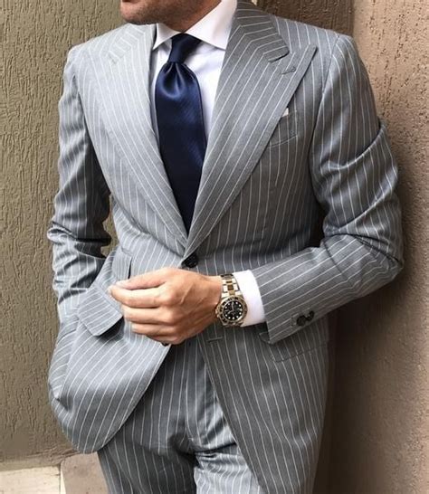 Pin By Elizabeth Atterbury On Elegance Grey Pinstripe Suit Pinstripe Suit Mens Fashion Suits