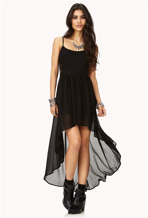 Lyst Forever 21 Pretty Cutout High Low Dress In Black