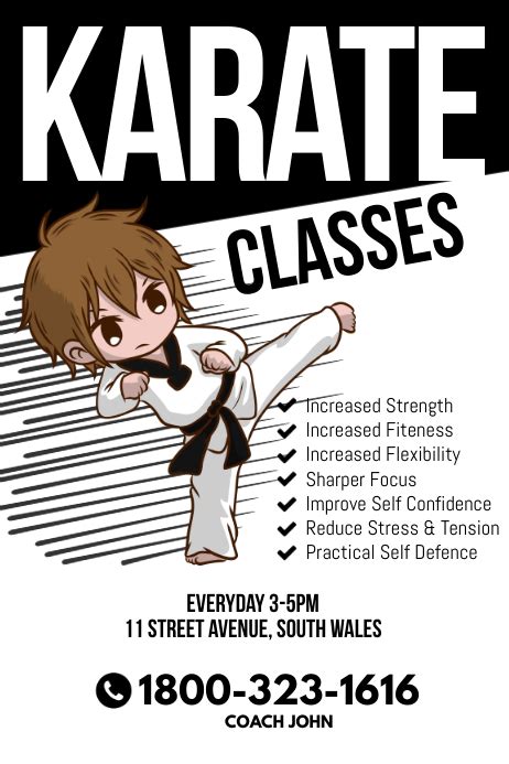 Karate Classes Poster Template Postermywall