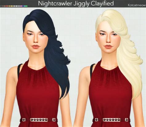Kot Cat Nightcrawler`s Jiggly Hair Clayified Sims 4 Hairs Sims