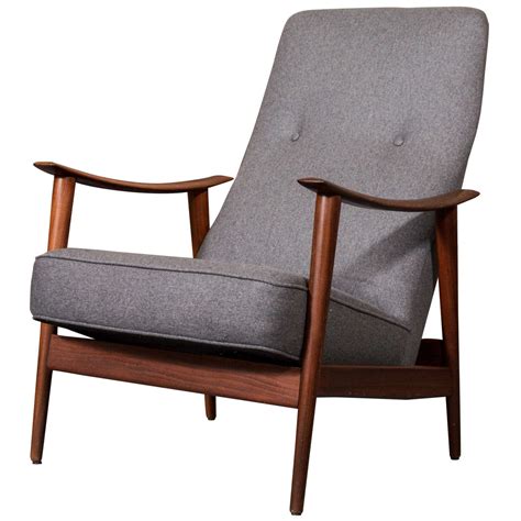 Croquet teak recliner lounge chair. 1960's Scandinavian Teak Rocking Lounge Chair In Gray Wool ...