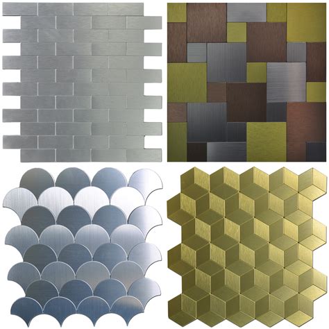 Peel And Stick Metal Tiles Sample Wall Art For Kitchen Backsplashes
