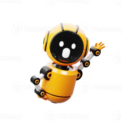 3d Orange Robot Character Flying 23405182 Png