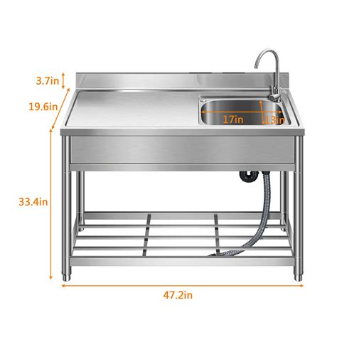 Free Standing Stainless Steel Single Bowl Commercial Restaurant