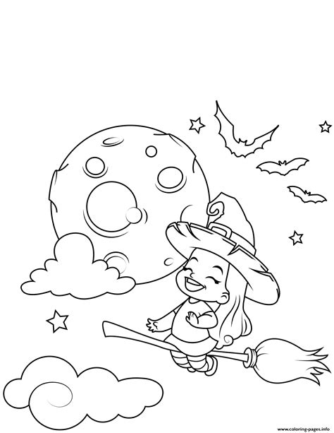 41,678 get crafts, coloring pages, lessons, and more! Cute Little Witch Flying On A Broomstick Halloween ...