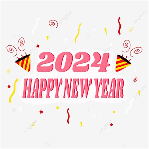 Tahun Baru 2024 Dengan Dekorasi Confetti Vektor 2024 2024 Selamat