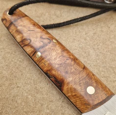 Full Tang Puukko Knife With Stabilized Oak Burl Handle Sirius Knives