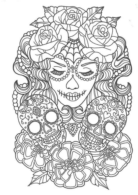 11 unique sugar skull coloring pages. Sugar Skull Woman Design Coloring Pages | Skull coloring ...