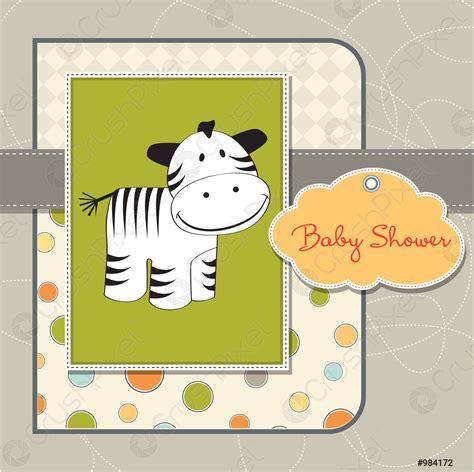 Cute Baby Shower Card With Zebra Stock Vector Crushpixel