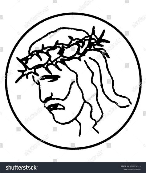 Line Illustration Jesus Crown Thorns Stock Vector Royalty Free