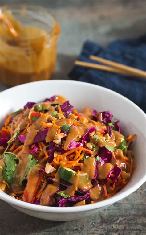 1/2 cup (130 g) smooth peanut butter. Thai Salad with Peanut Sauce | Recipe | Thai salads, Chinese chicken salad dressing, Chicken ...