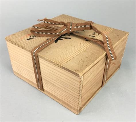 Japanese Wood Storage Box Pottery Lacquerware Brown Ribbon X X Cm