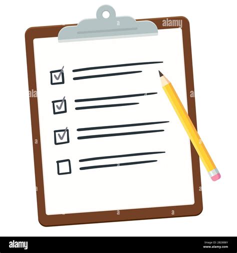 Clipboard With Checklist And Pencil To Do List Or Task Assessment With