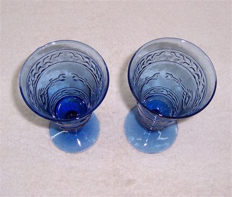 Triple A Resale 2 Cobalt Blue Glass Water Goblets