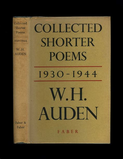 Collected Shorter Poems 1930 1944 First Impression By W H Auden