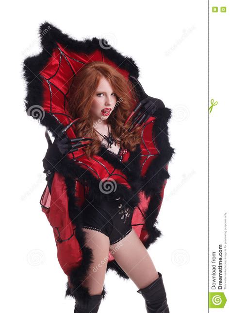 Redhead Girl Dressed As Spider Queen Licks Her Lip Stock Image Image Of Female Person 71798021