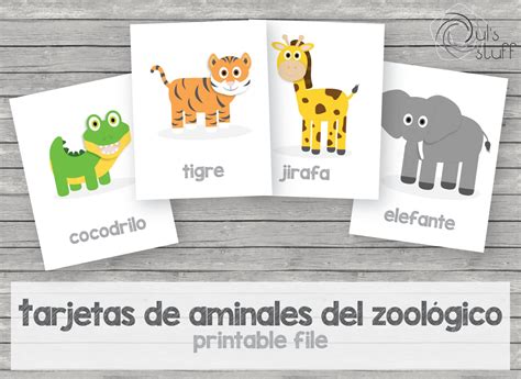 Tarjetas De Animales Del Zoológico Imprimibles Para Niños En Etsy México